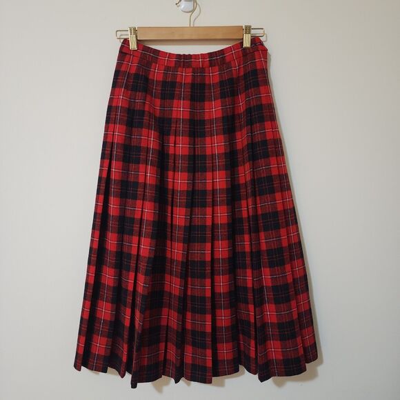 Vintage Pendleton Authentic Cunningham Tartan Womens Wool Plaid Pleated Skirt 4P - Picture 2 of 7